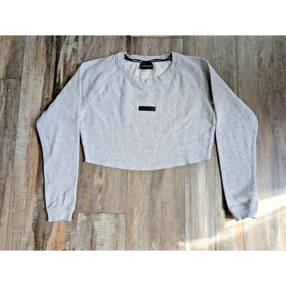Alphalete Cropped Long Sleeve Crew Neck Sweatshirt Women's XS Heathered Gray - Picture 1 of 7
